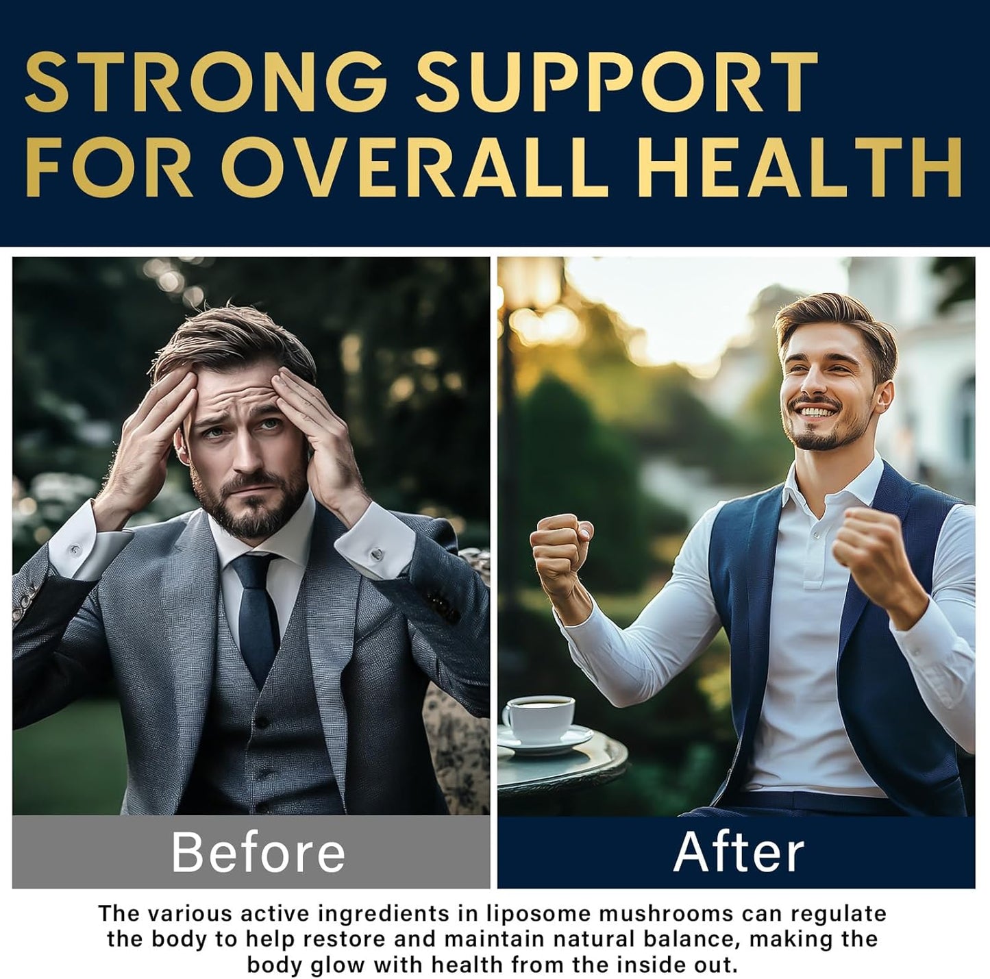 Organic Liposomal Mushroom Complex Drops for Memory, Focus & Cognition - Lion's Mane, Cordyceps, Reishi - 2.1 Fl Oz
