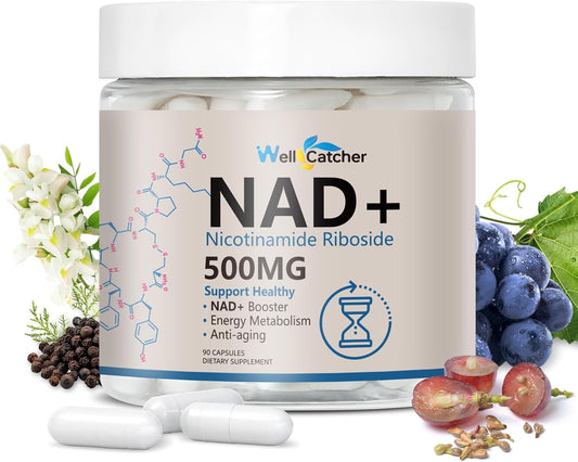 Organic Liposomal NAD+ Supplement with Resveratrol & Quercetin - 500mg NR for Anti Aging & Brain Function - Vegan & Non GMO - 45 Day Supply