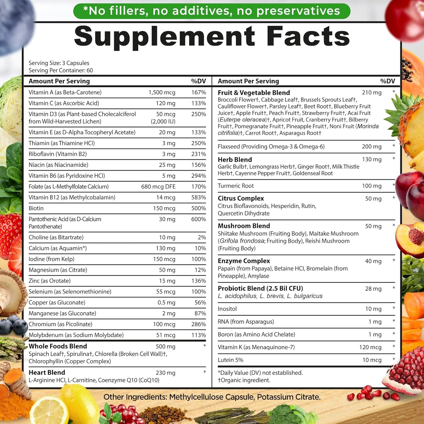 Organic Liposomal Vitamin C Capsules with Acerola Cherries & Camu Camu + Vegan Whole Food Multivitamin Bundle