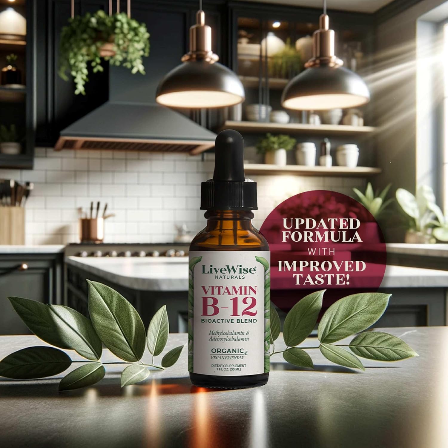 Organic Liquid B12 Vitamin Drops for Immune System, Metabolism, Energy & Focus - Vegan Non-GMO Methylcobalamin Adenosylcobalamin Supplement