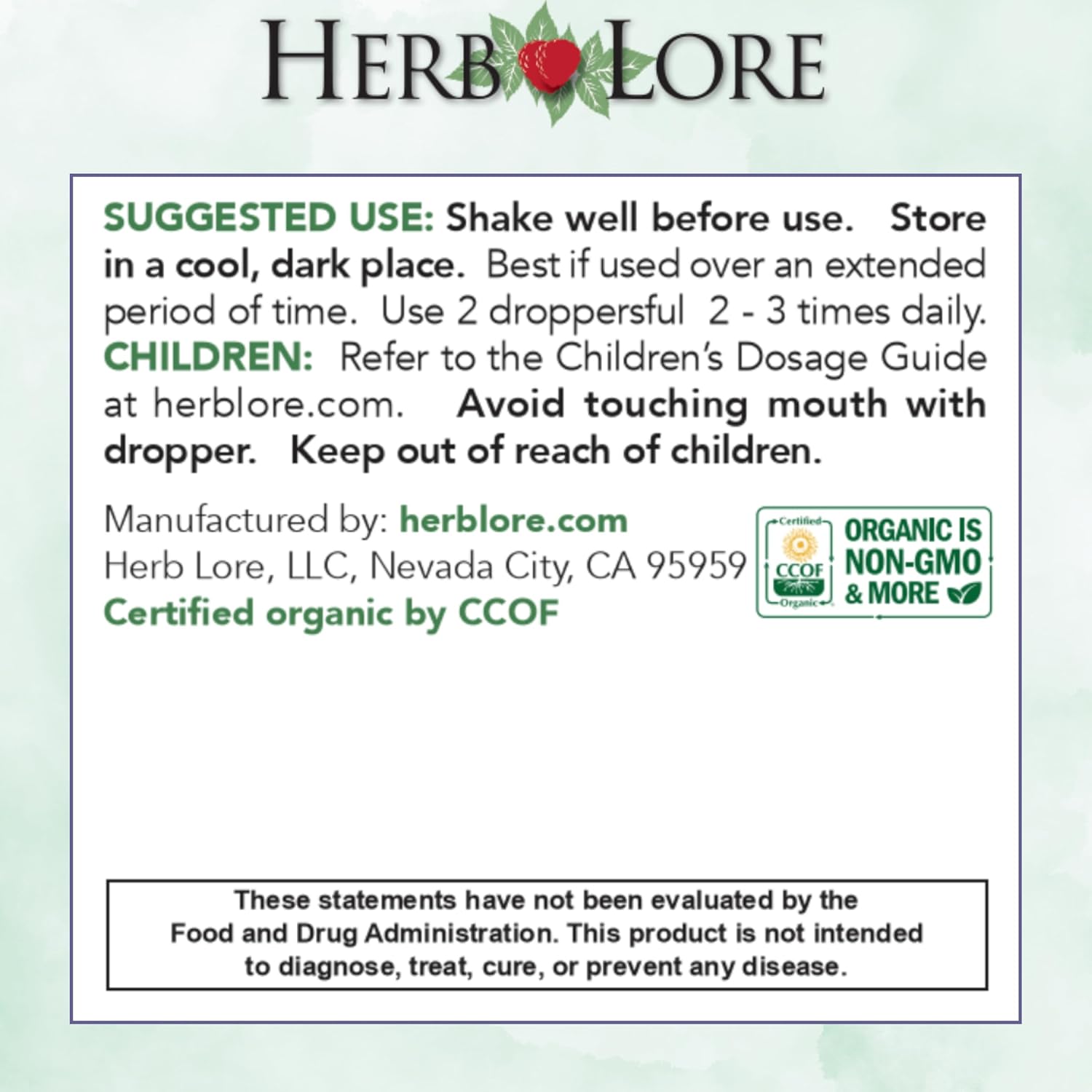 Organic Liquid Iron Drops Supplement for Kids & Women - Gentle Baby-Friendly Herb Lore Iron Tonic - Plant Based, Vegan, Non-Constipating Herbal Tincture (4 fl oz)