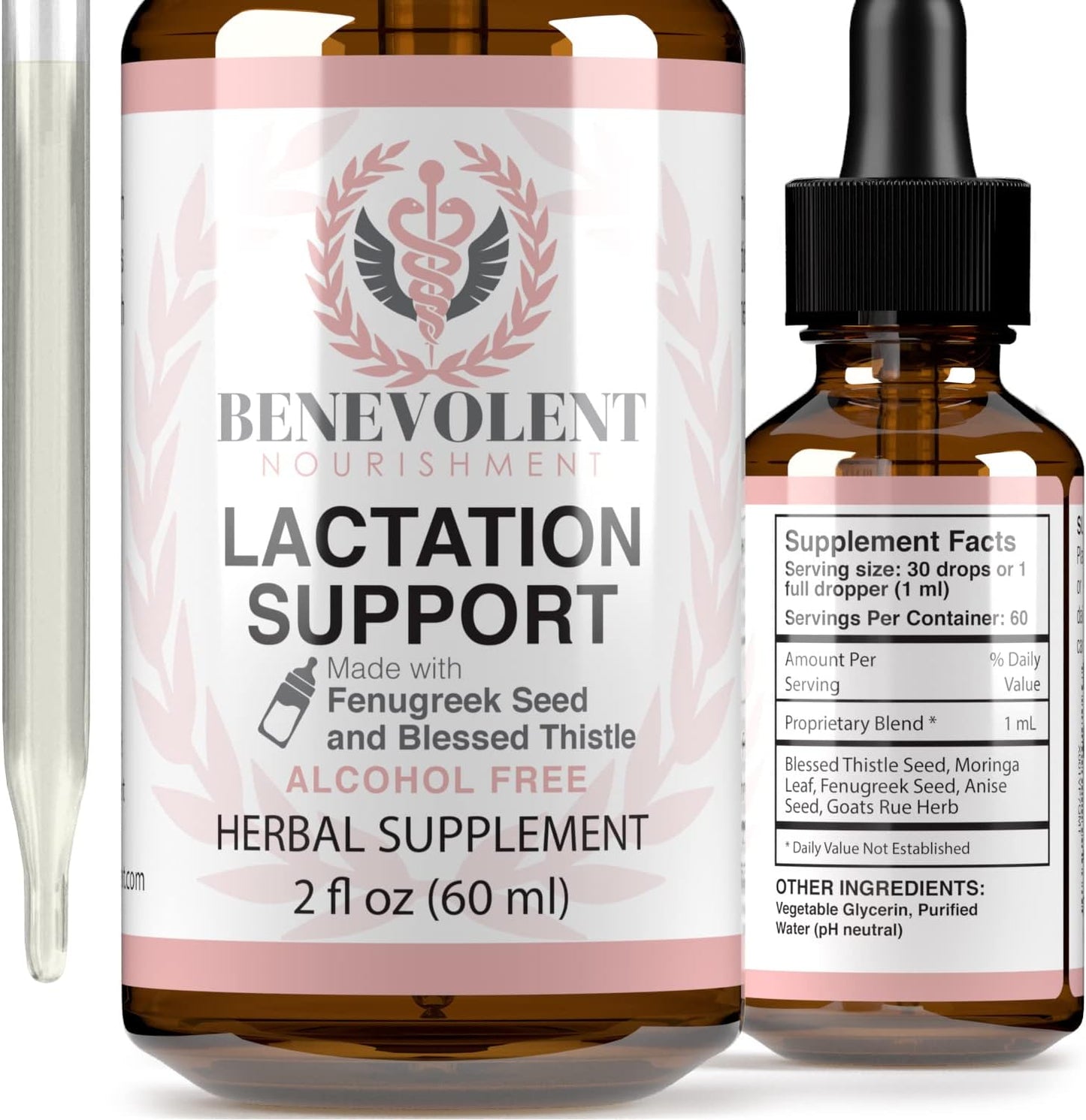 Organic Liquid Lactation Supplement for Breastfeeding Support - Increase Breast Milk Supply with Fenugreek, Blessed Thistle, and Goats Rue - Alcohol and Sugar-Free Formula for Mothers with 2X Absorption