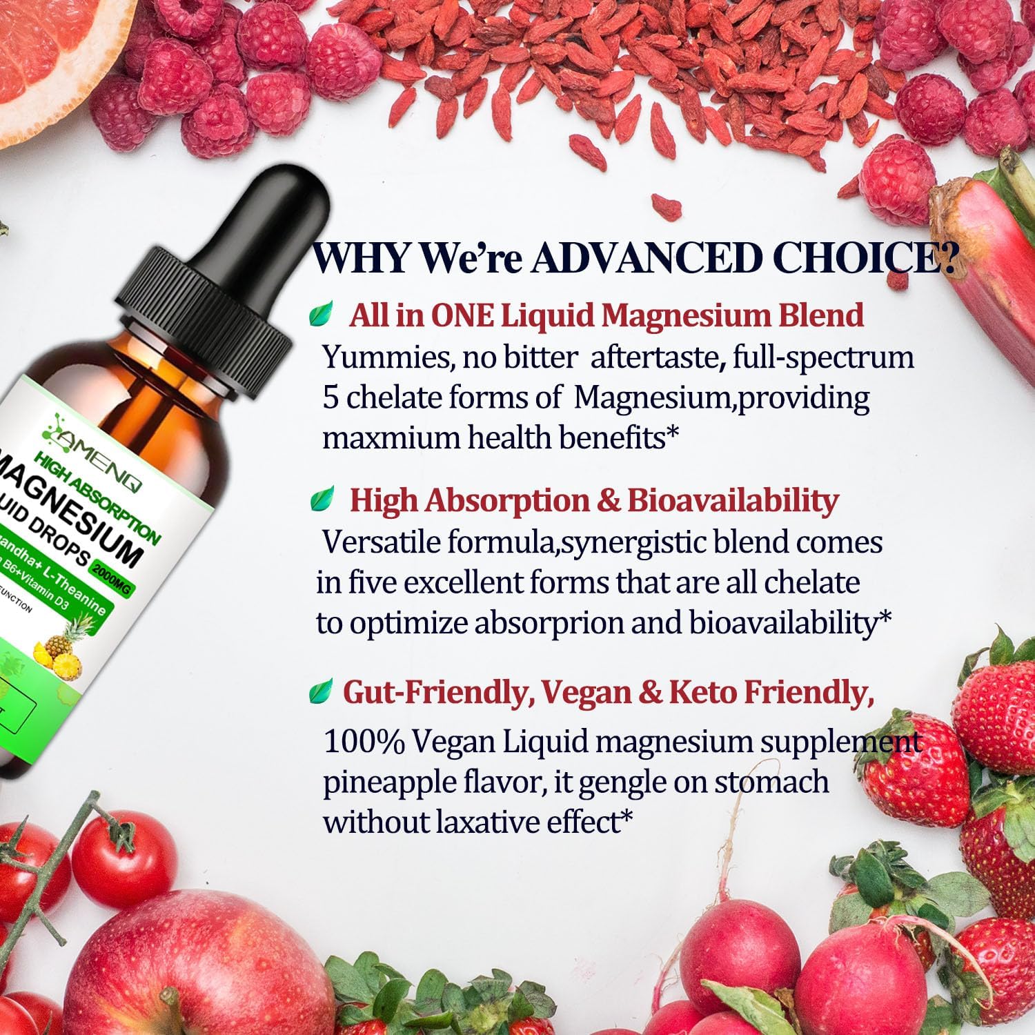 Organic Liquid Magnesium Supplement with L-Theanine and Ashwagandha for Sleep, Stress, and Nerve Health