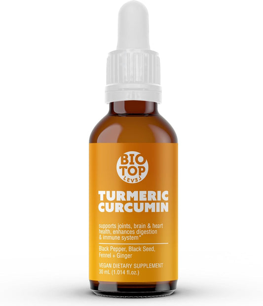 Organic Liquid Turmeric Curcumin with Black Pepper for Maximum Absorption - Supports Inflammation Response, Brain Function, Immunity & Digestion