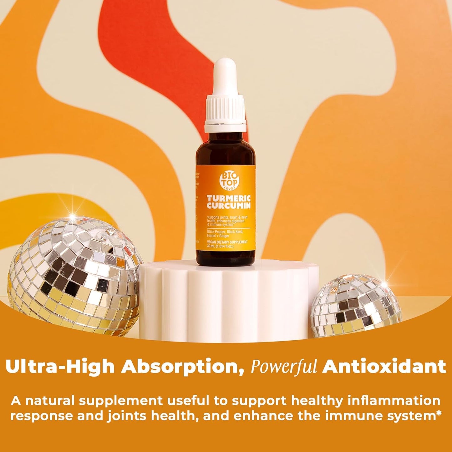 Organic Liquid Turmeric Curcumin with Black Pepper for Maximum Absorption - Supports Inflammation Response, Brain Function, Immunity & Digestion