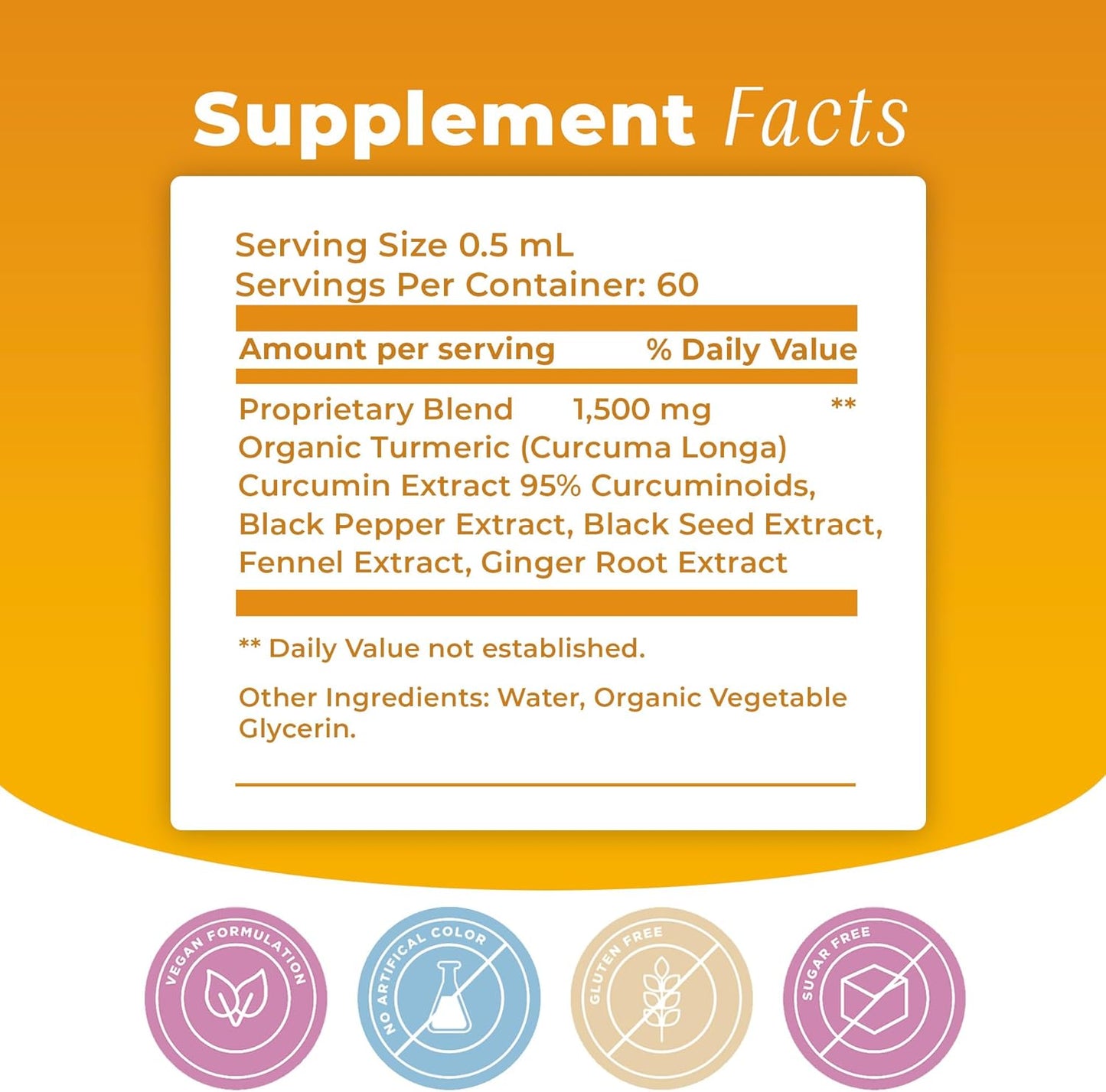 Organic Liquid Turmeric Curcumin with Black Pepper for Maximum Absorption - Supports Inflammation Response, Brain Function, Immunity & Digestion
