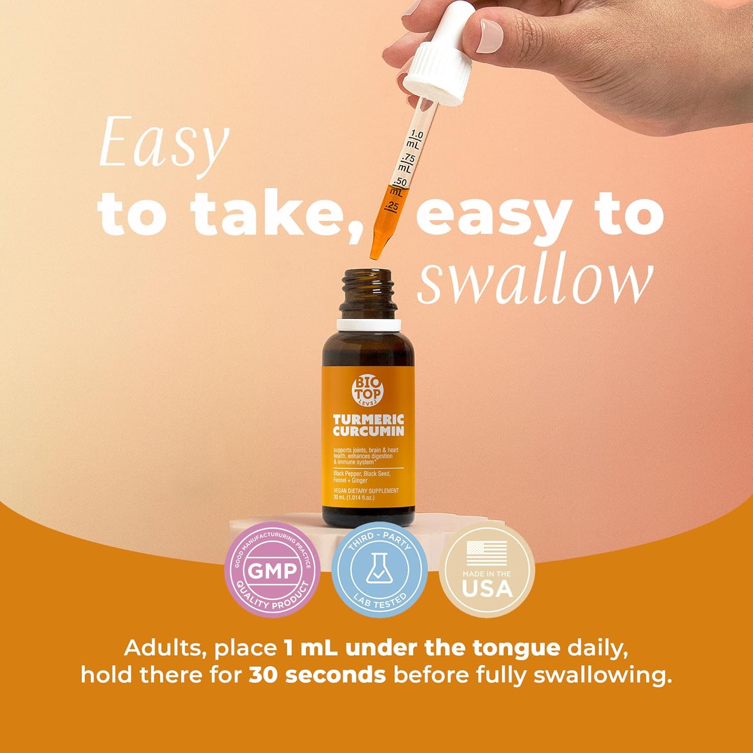 Organic Liquid Turmeric Curcumin with Black Pepper for Maximum Absorption - Supports Inflammation Response, Brain Function, Immunity & Digestion