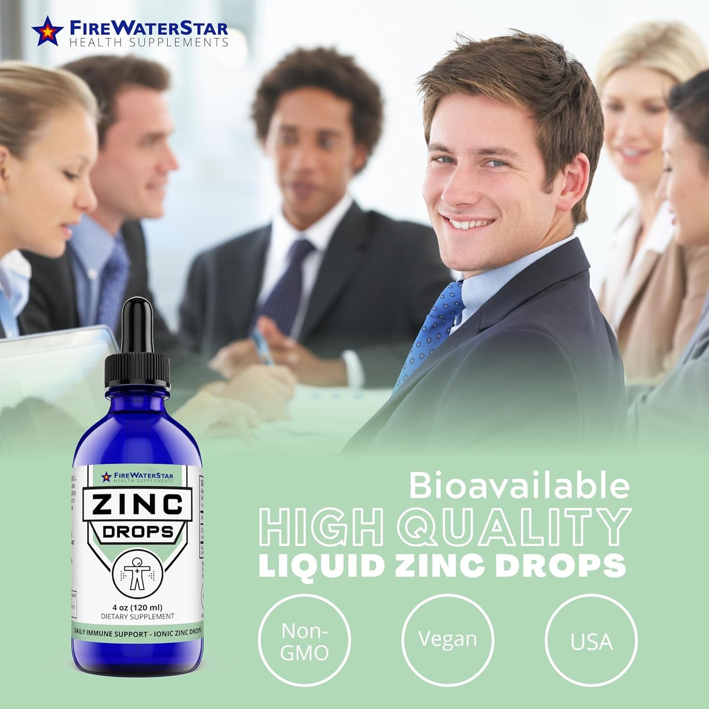 Organic Liquid Zinc Supplement Drops - 45mg Immune Support for Adults & Kids - Non-GMO Vegan Health Supplements - Boost Immunity, Skin Health, Wellness