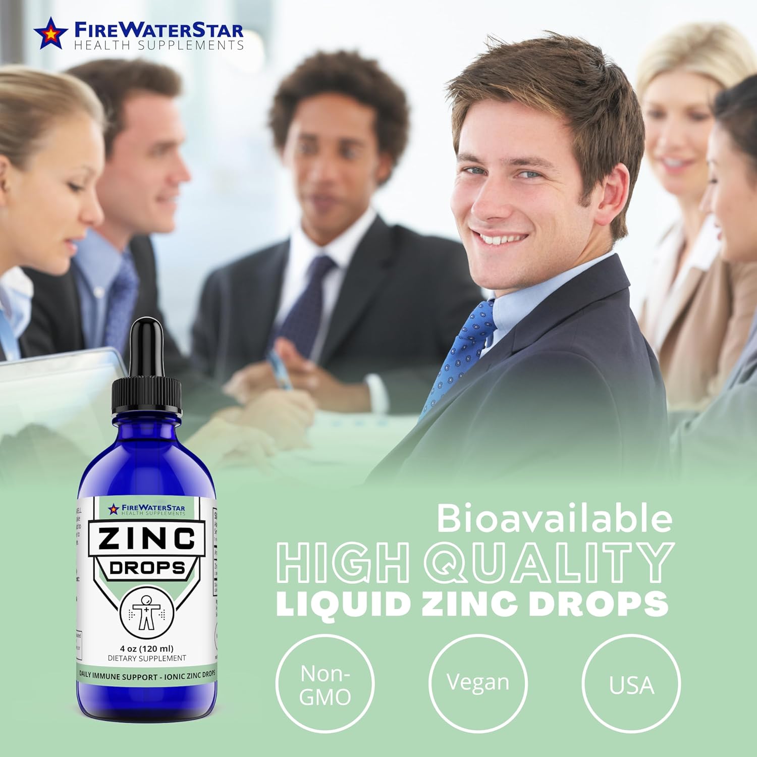 Organic Liquid Zinc Supplement Drops - 45mg Immune Support for Adults & Kids - Non-GMO Vegan Health Supplements - Boost Immunity, Skin Health, Wellness