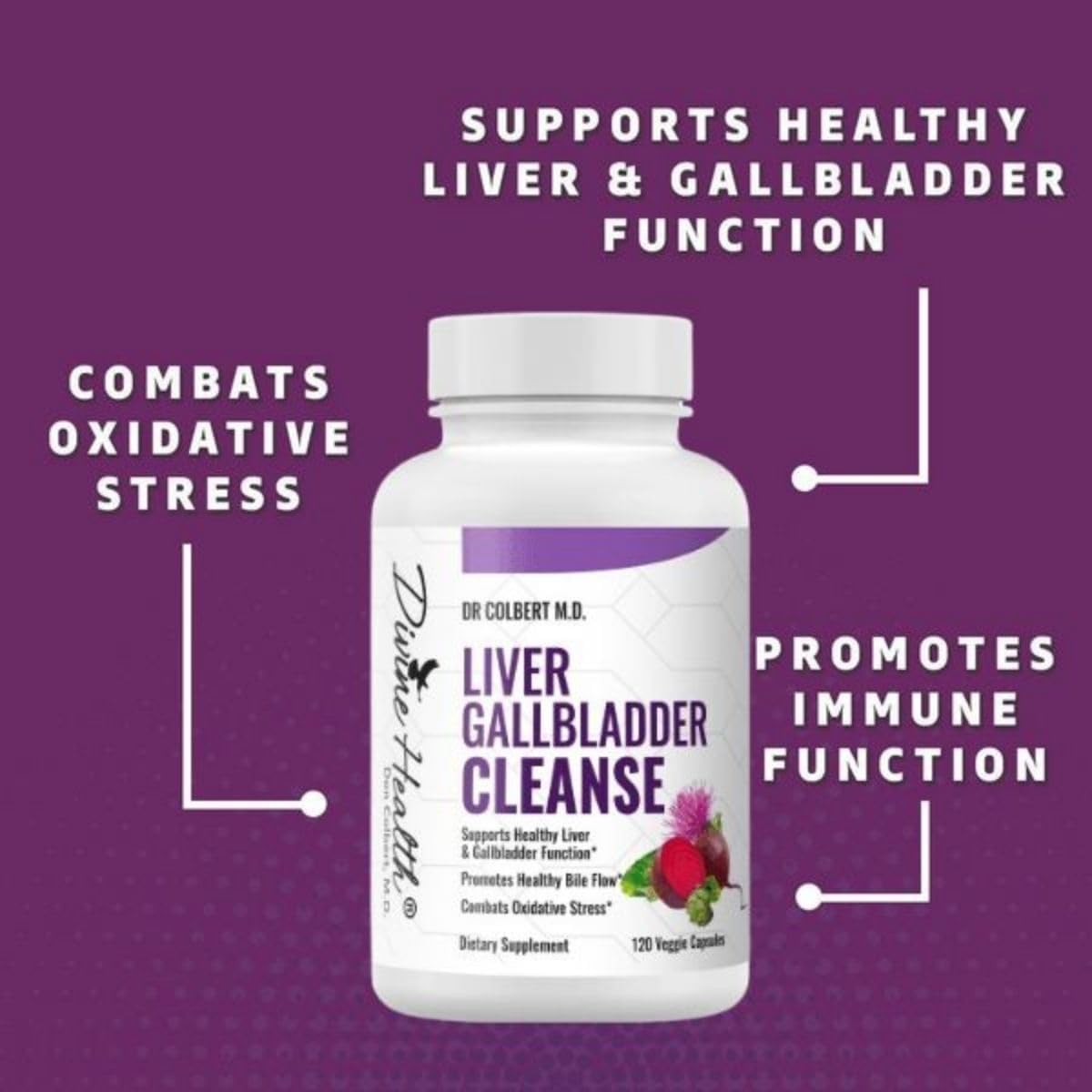 Organic Liver and Gallbladder Cleanse with N-Acetyl-L-Cysteine, Alpha Lipoic Acid, Milk Thistle, Beet Root, and Selenium - 120 Capsules