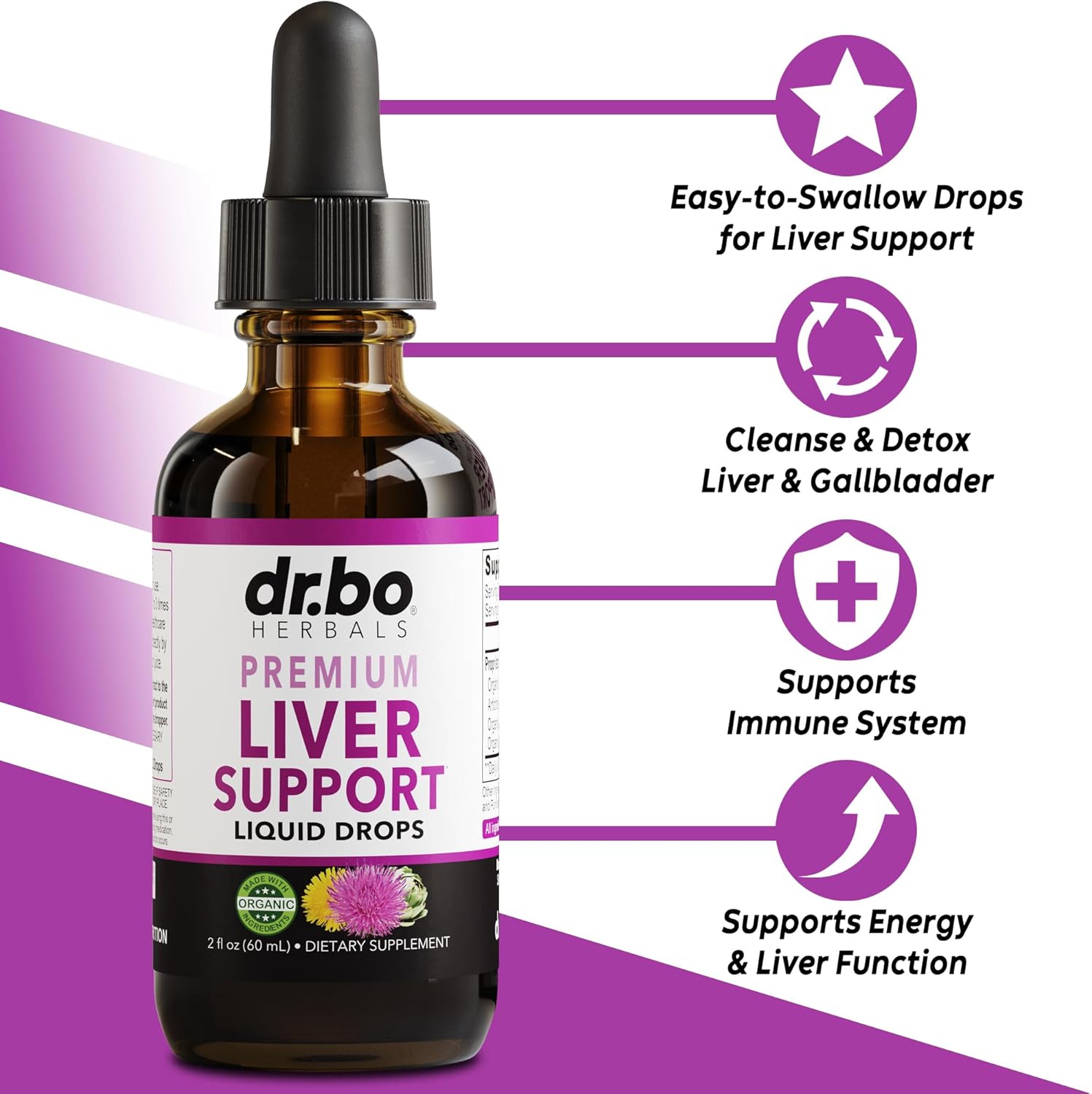 Organic Liver Cleanse Detox Drops with Milk Thistle, Dandelion & Artichoke - Gallbladder Health Formula 2oz