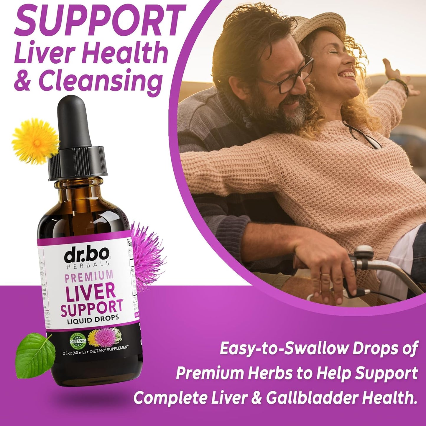 Organic Liver Cleanse Detox Drops with Milk Thistle, Dandelion & Artichoke - Gallbladder Health Formula 2oz