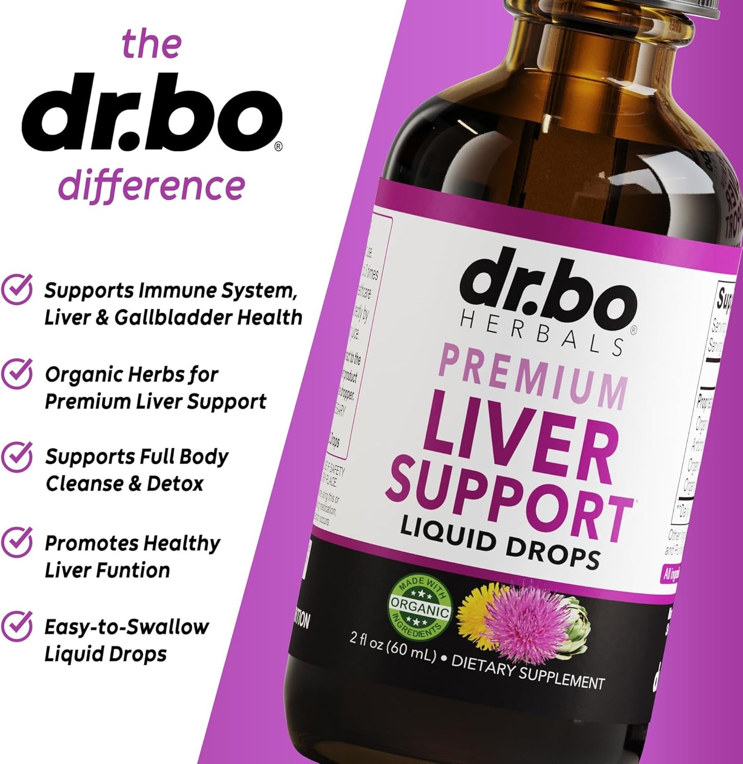 Organic Liver Cleanse Detox Drops with Milk Thistle, Dandelion & Artichoke - Gallbladder Health Formula 2oz