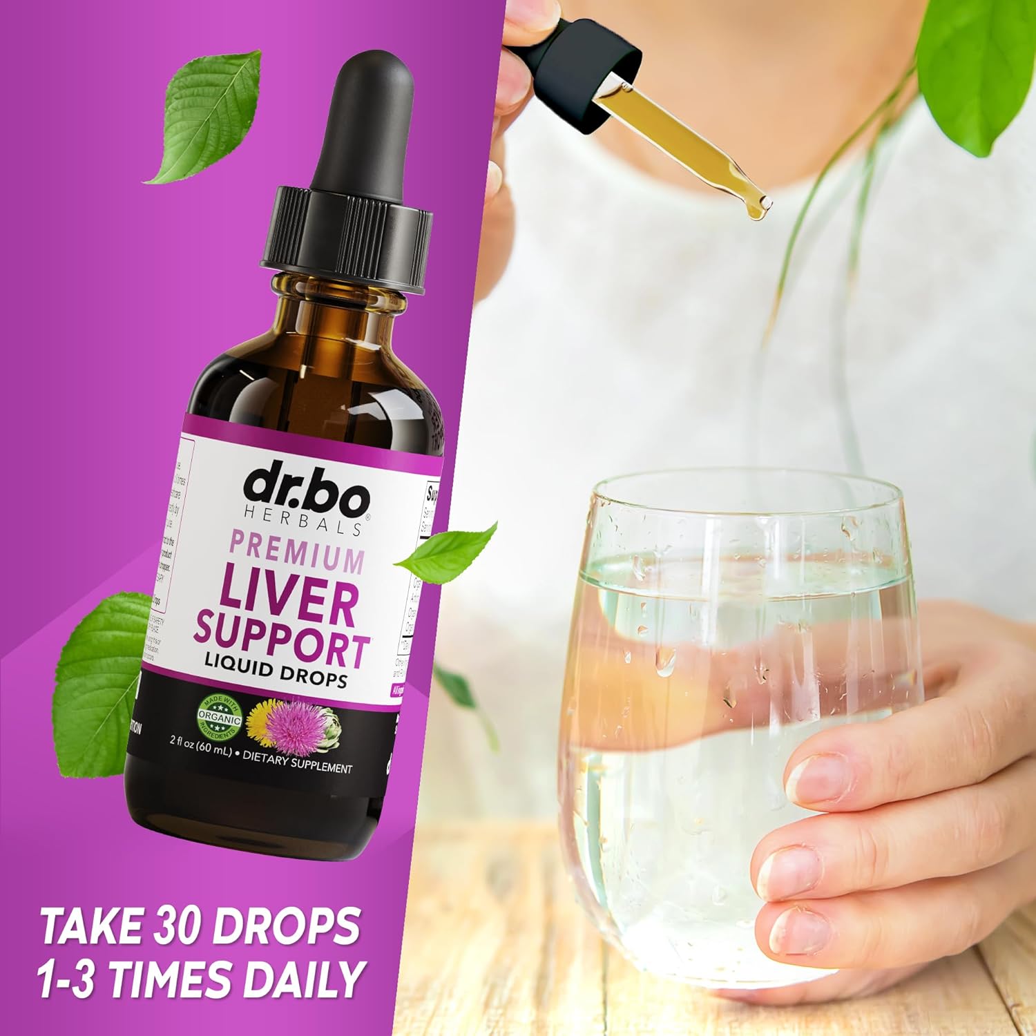 Organic Liver Cleanse Detox Drops with Milk Thistle, Dandelion & Artichoke - Gallbladder Health Formula 2oz
