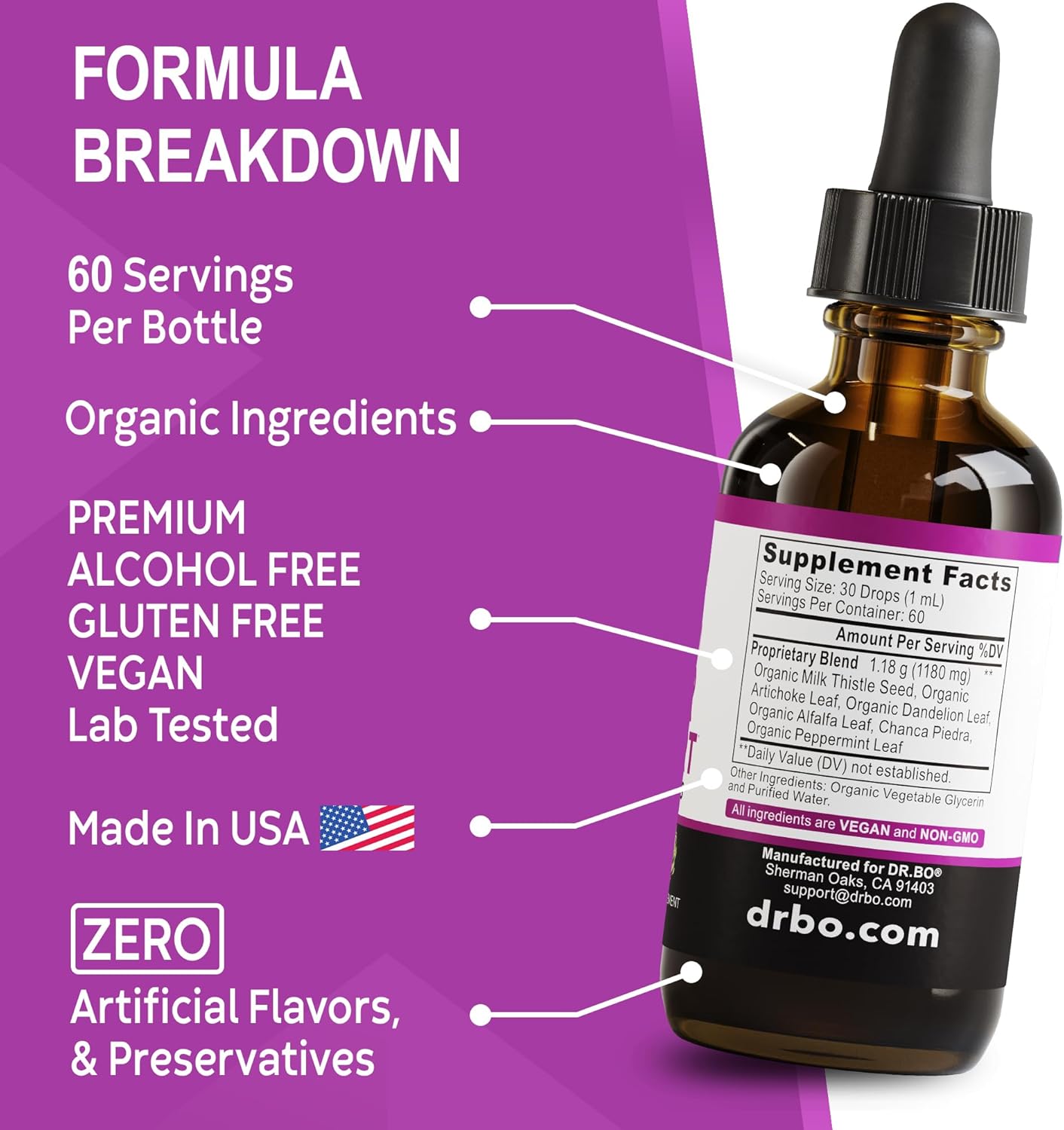 Organic Liver Cleanse Detox Drops with Milk Thistle, Dandelion & Artichoke - Gallbladder Health Formula 2oz