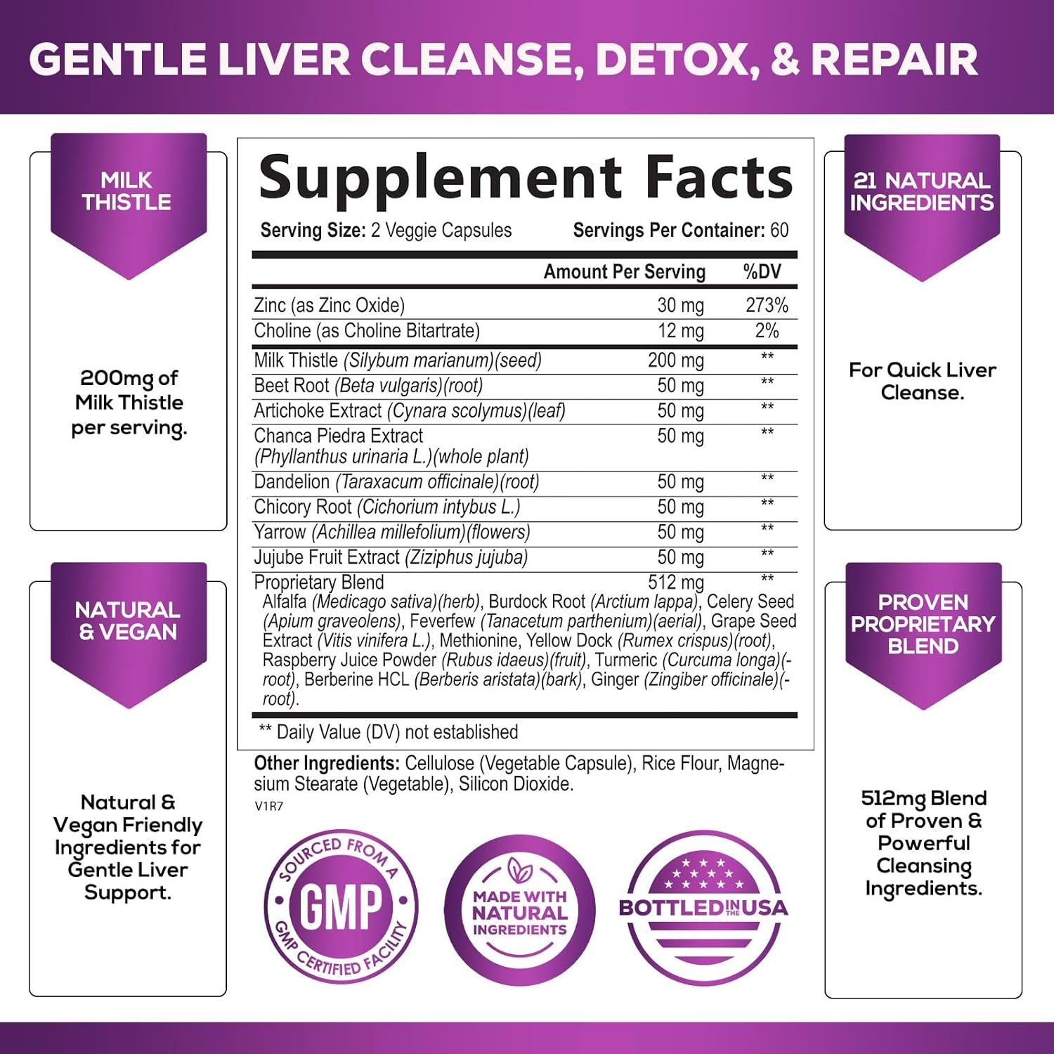 Organic Liver Cleanse Detox Supplement with Milk Thistle, Artichoke, Dandelion, Beet, Chicory Root, & Turmeric - Herbal Liver Support Formula for Overall Health - 120 Capsules