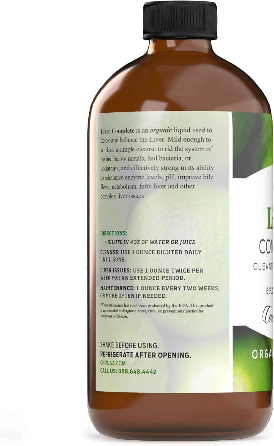 Organic Liver Cleanse Liquid Concentrate - Complete Natural Products Liver Complete 8oz - Digestive Bitters Vinegar Supplement