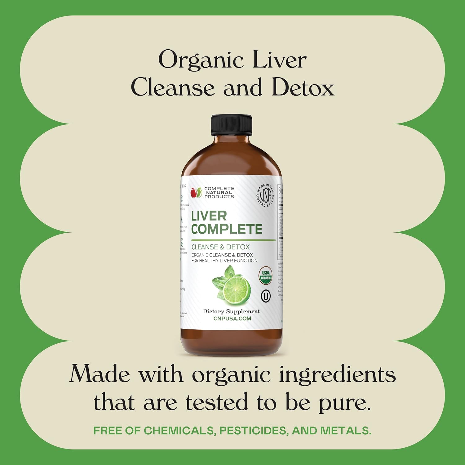 Organic Liver Cleanse Liquid Concentrate - Complete Natural Products Liver Complete 8oz - Digestive Bitters Vinegar Supplement