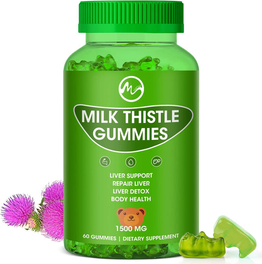 Organic Liver Detox Gummies with Milk Thistle - 60 Gummies for Men & Women