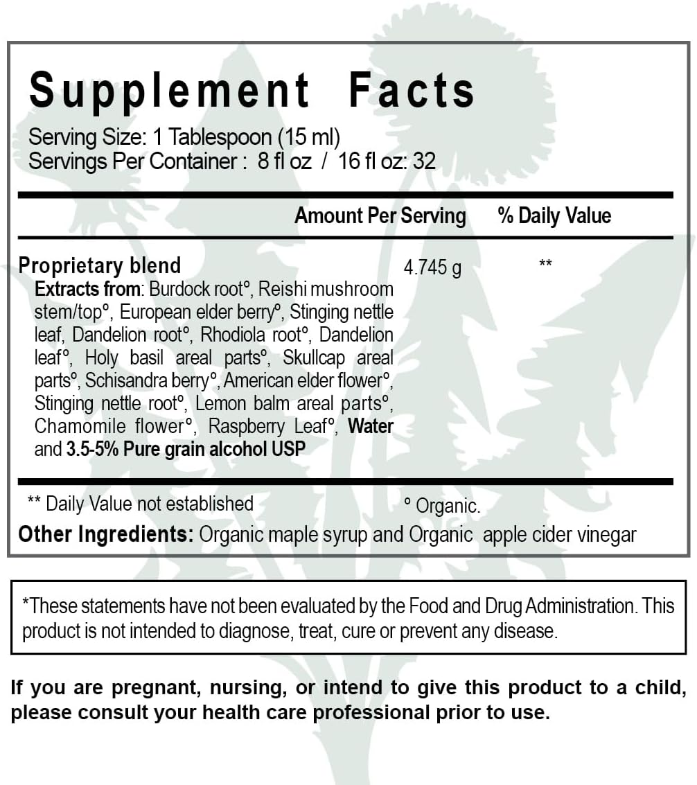 Organic Liver Detox & Kidney Cleanse with Adaptogens - Maine Medicinals 8 fl oz (16 Servings)