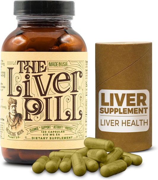 Organic Liver Detox Pills - Herbal Cleanse & Repair Capsules with Burdock Root, Milk Thistle, Rosemary, and Flax Seed - Non-GMO Formula for Men and Women - 120 Capsules by Medicine Man Plant Co