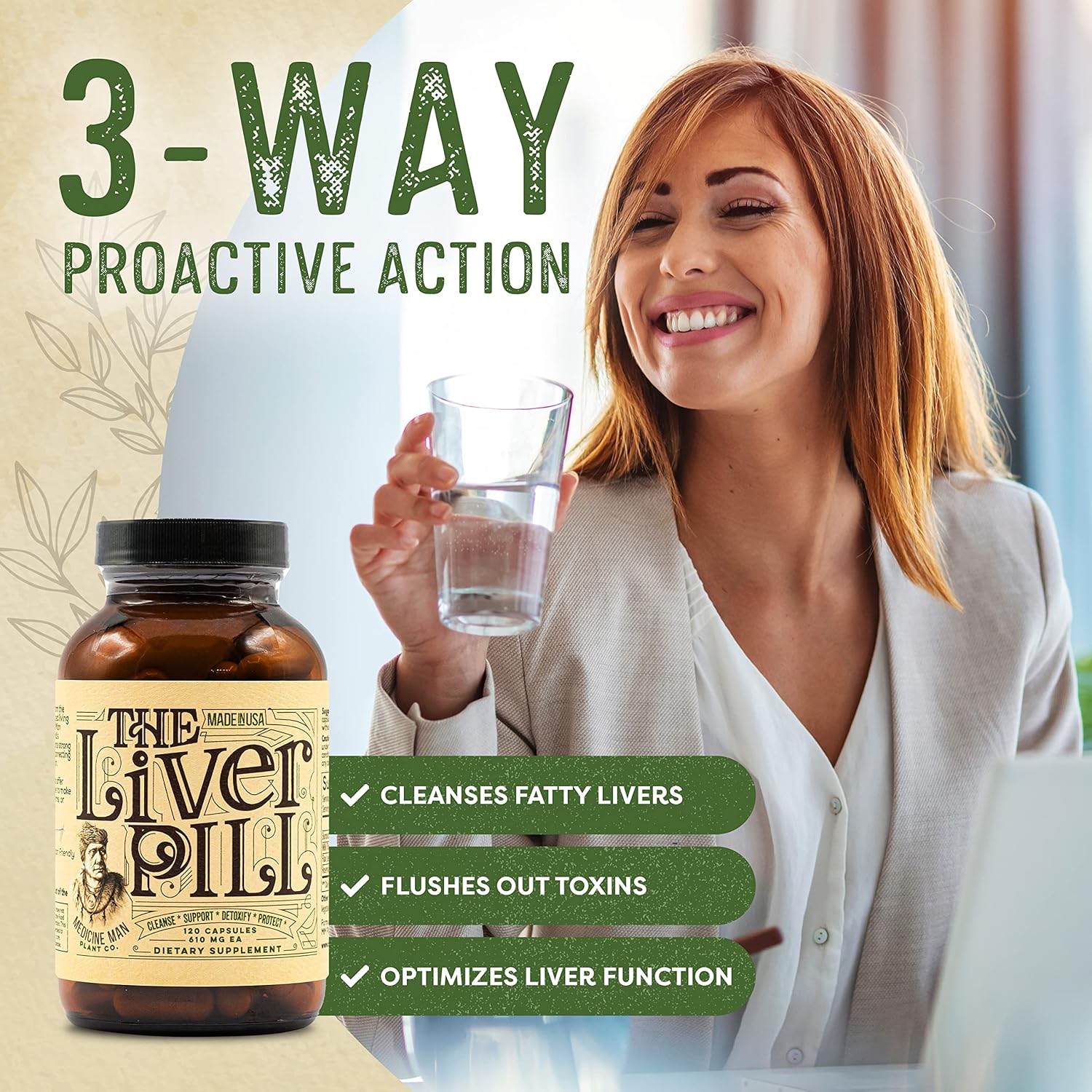 Organic Liver Detox Pills - Herbal Cleanse & Repair Capsules with Burdock Root, Milk Thistle, Rosemary, and Flax Seed - Non-GMO Formula for Men and Women - 120 Capsules by Medicine Man Plant Co