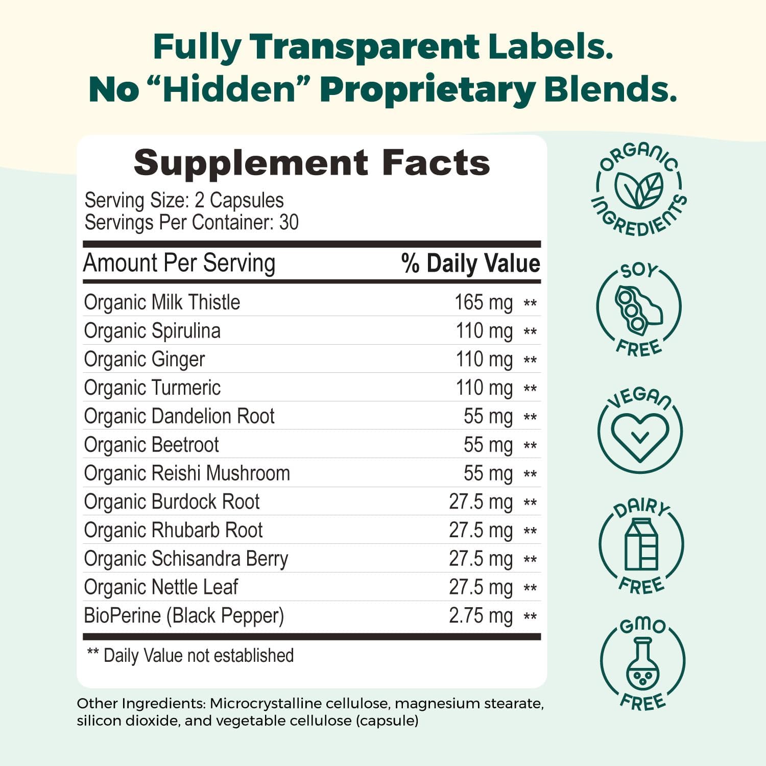 Organic Liver Health and Detox Blend with 12 Superfoods - Milk Thistle, Dandelion Root, Burdock Root - Supports Detox, Digestive Health - EdenBoost AlphaCleanse