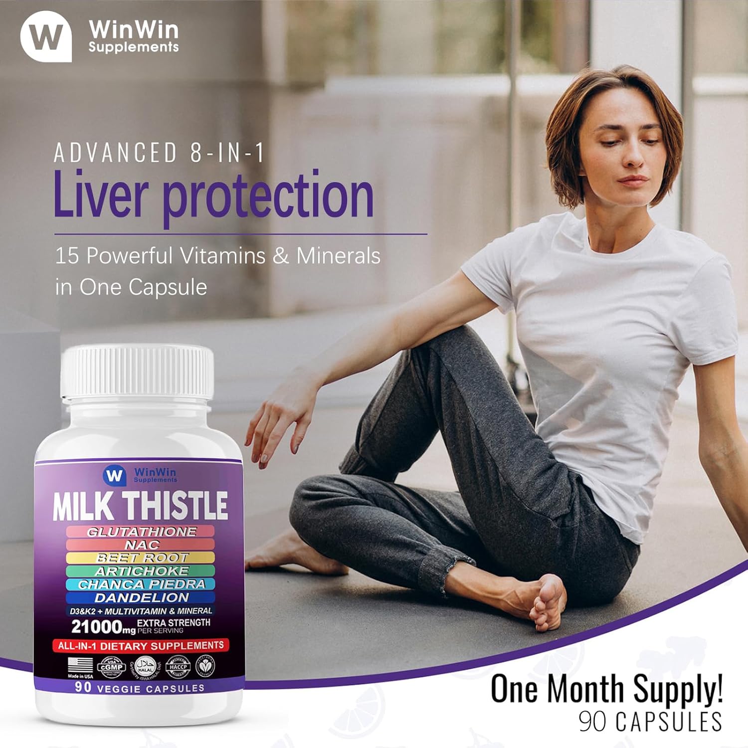 Organic Liver Protection Supplement with Milk Thistle, Artichoke, and Dandelion - 29-IN-1 Formula with Glutathione, NAC, Beetroot, D3&K2 Vitamins - 15000mg - Made In USA