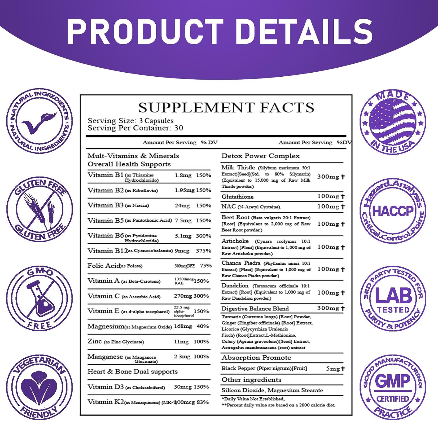 Organic Liver Protection Supplement with Milk Thistle, Artichoke, and Dandelion - 29-IN-1 Formula with Glutathione, NAC, Beetroot, D3&K2 Vitamins - 15000mg - Made In USA