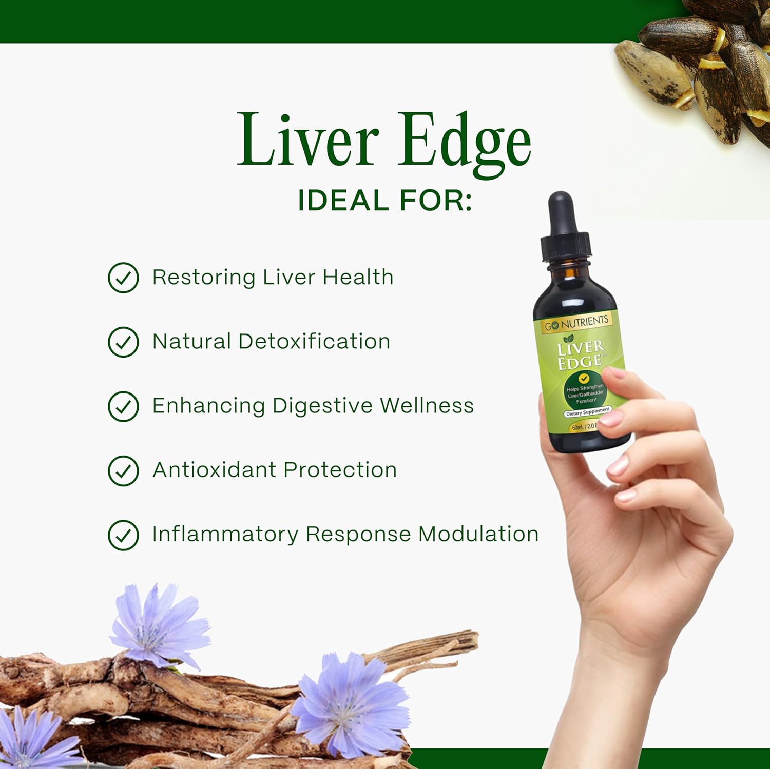 Organic Liver Support Liquid Supplement with Milk Thistle, Dandelion, Artichoke, and Turmeric - Liver Cleanse Detox & Repair - 2oz
