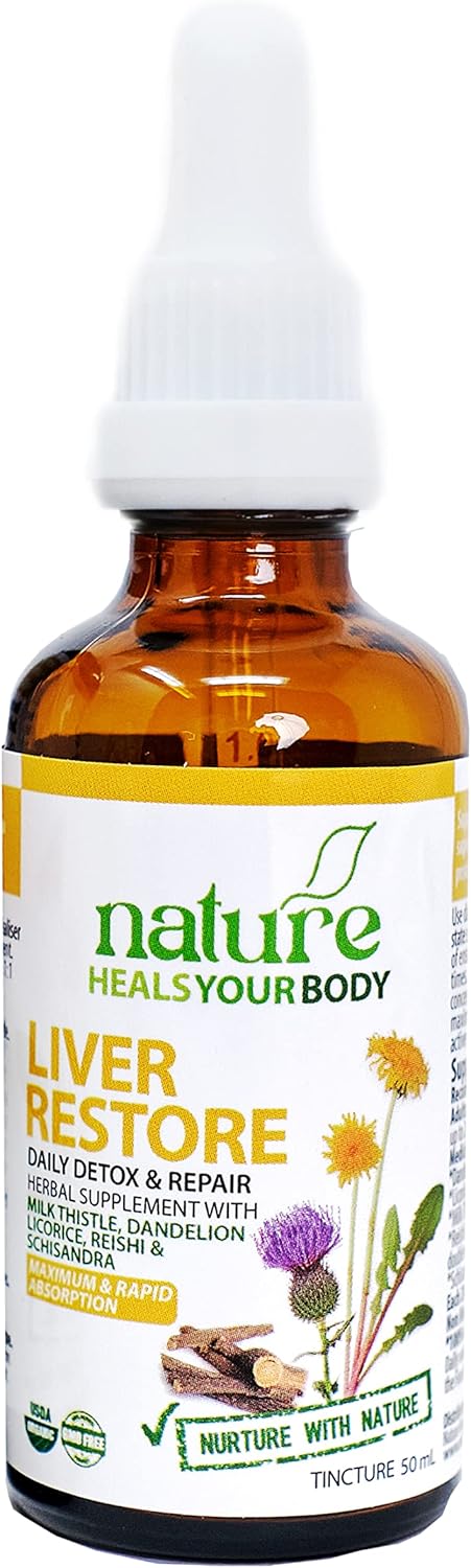 Organic Liver Support Tincture with Milk Thistle, Dandelion, Licorice, Reishi, Schisandra - Herbal Detox for Body Restoration - 50 mL Pack