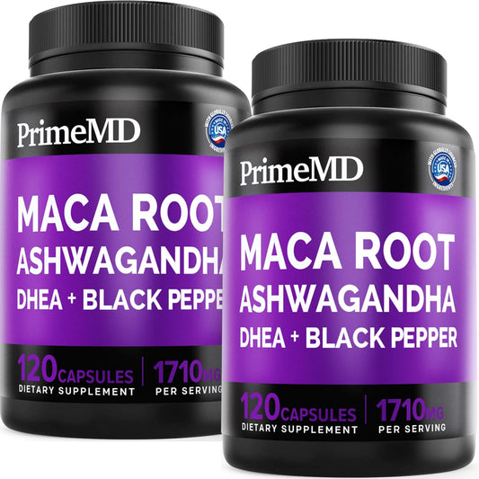 Organic Maca Root and Ashwagandha Capsules with DHEA for Stamina and Mood Support - 240ct (2 Pack)
