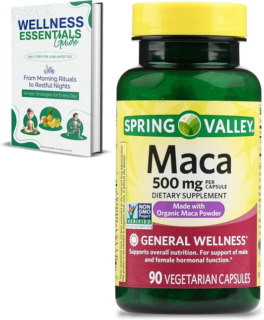 Organic Maca Root Capsules, 500 mg, 90 Count | Non-GMO & Gluten Free | Maca Root Extract for General Wellness for Women and Men