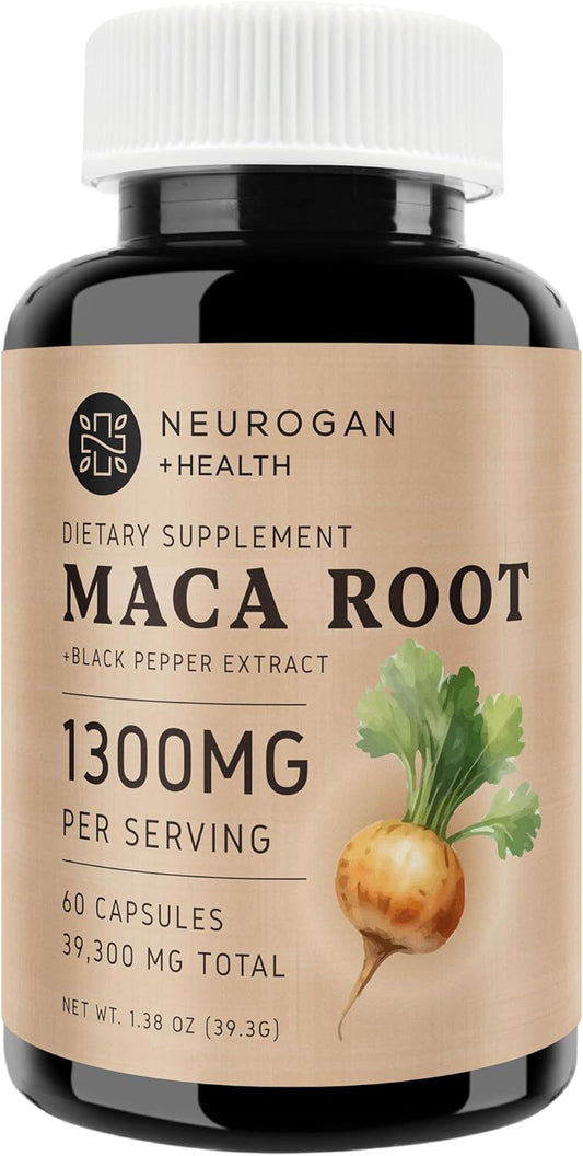 Organic Maca Root Capsules for Energy & Hormone Balance | 1300mg per Serving | Natural Adaptogen Supplement | Vegan & Non-GMO | Made in USA