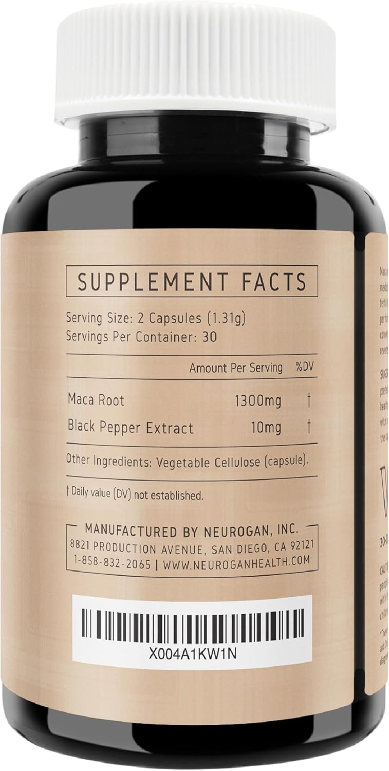 Organic Maca Root Capsules for Energy & Hormone Balance | 1300mg per Serving | Natural Adaptogen Supplement | Vegan & Non-GMO | Made in USA