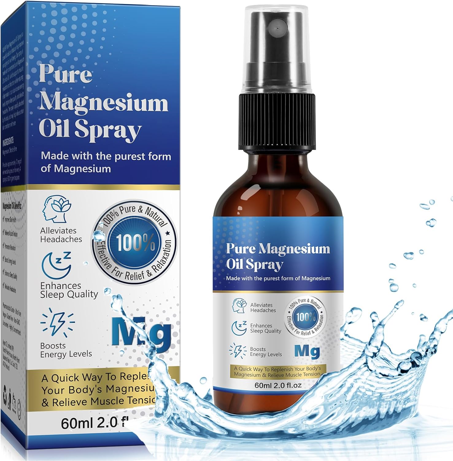 Organic Magnesium Chloride Oil Spray for Feet and Body 2.02 fl.oz