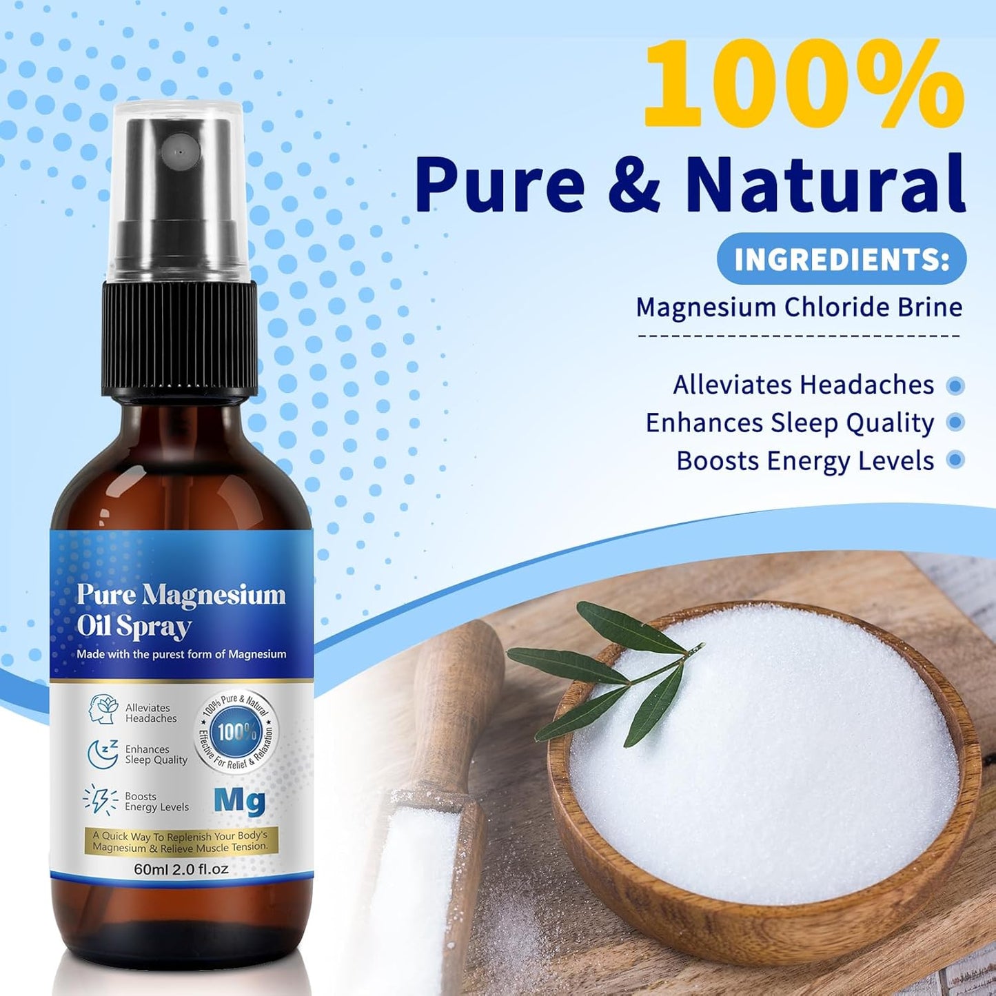 Organic Magnesium Chloride Oil Spray for Feet and Body 2.02 fl.oz
