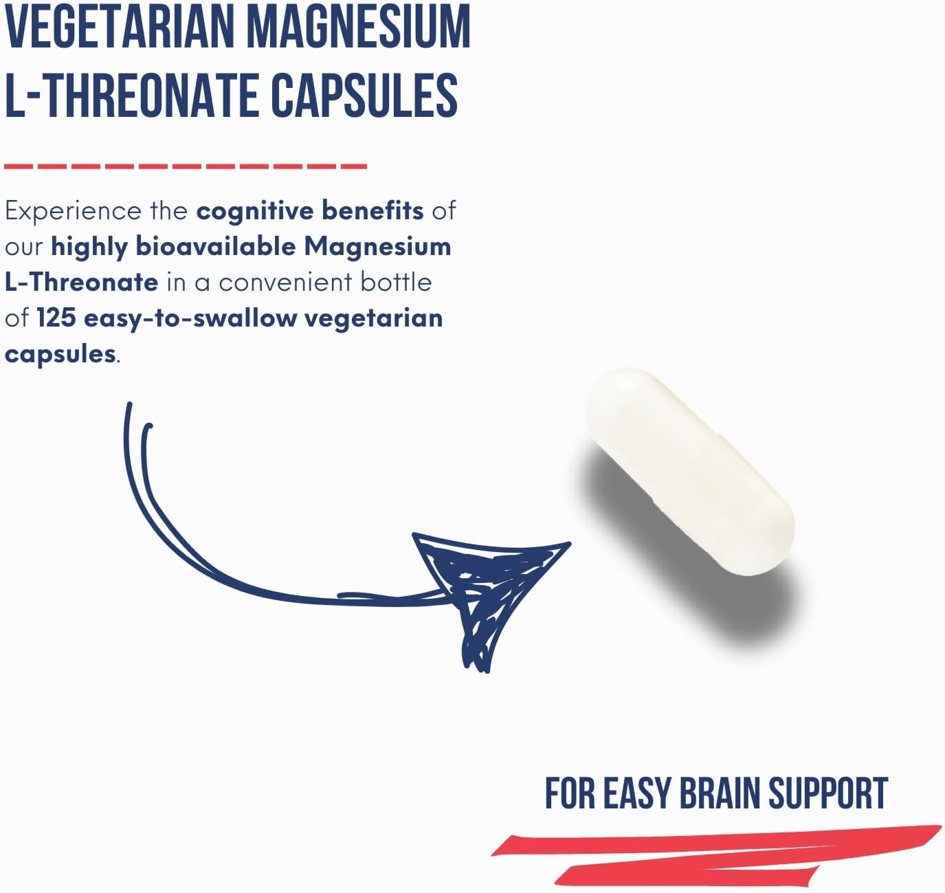 Organic Magnesium L-Threonate Capsules - 144mg Elemental Magnesium - Magtein Supplement - 125 Capsules - Made in Canada - Pure North Naturals