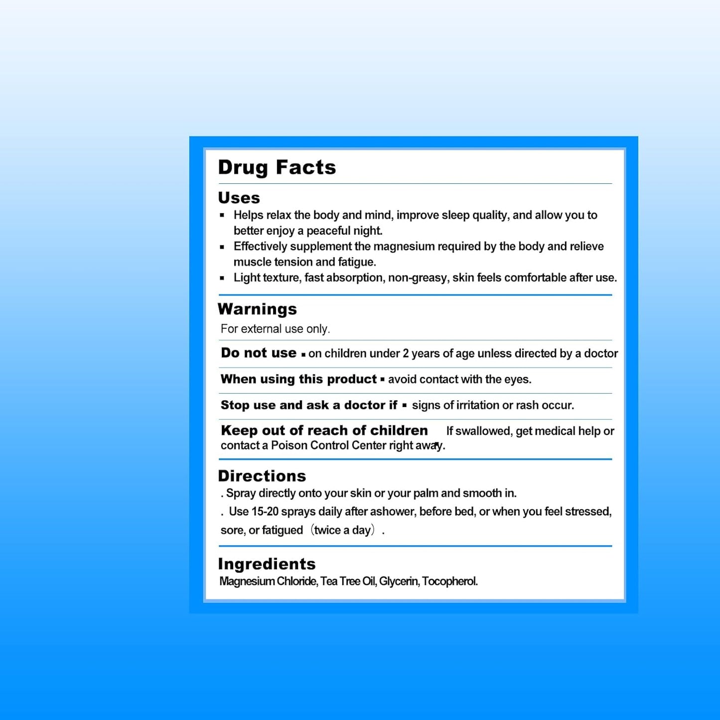 Organic Magnesium Oil Spray, Extra Strength 60ml, Pure Magnesium Chloride for Skin & Body, Easy Absorption & Use