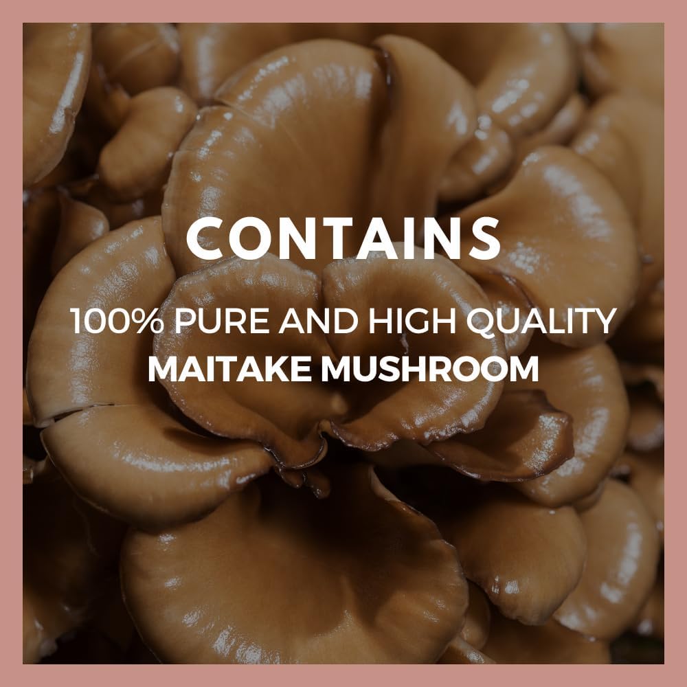 Organic Maitake Mushroom Capsules | 1,000 mg 60 Vegan Pills | Two Month Supply | Non-GMO, Gluten-Free, Dairy-Free