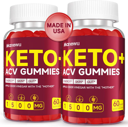 Organic Manewu Keto ACV Gummies - 1500mg Rapid ACV Diet Supplement for Gut Digestion - Gluten Free Apple Cider Vinegar Gummies for Men and Women