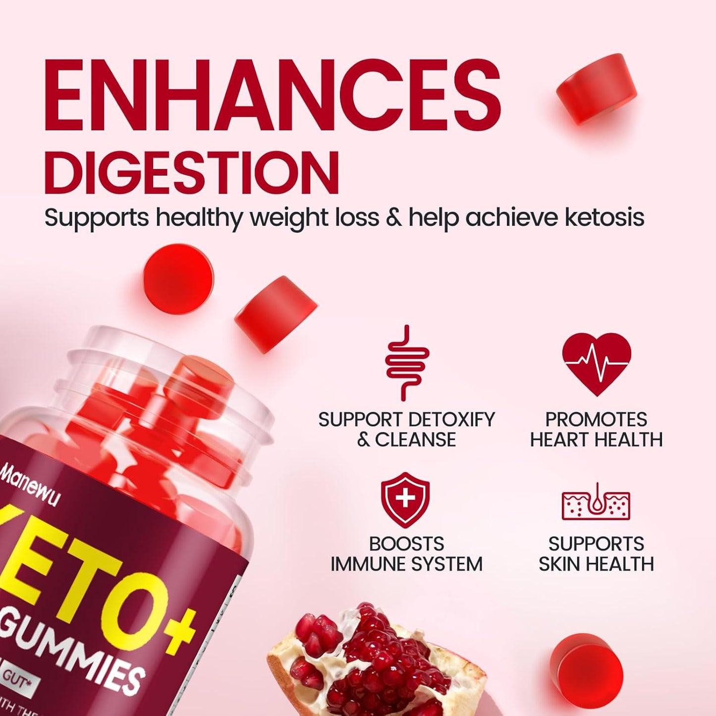 Organic Manewu Keto ACV Gummies - 1500mg Rapid ACV Diet Supplement for Gut Digestion - Gluten Free Apple Cider Vinegar Gummies for Men and Women