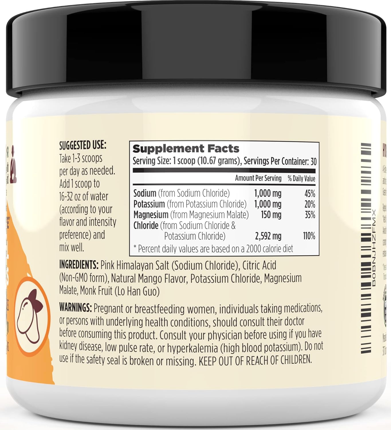 Organic Mango Keto Electrolyte Powder | 1000mg Potassium & Sodium, 150mg Magnesium | Monk Fruit Sweetened | Hydration Supplement for Keto Diet | 30 Servings