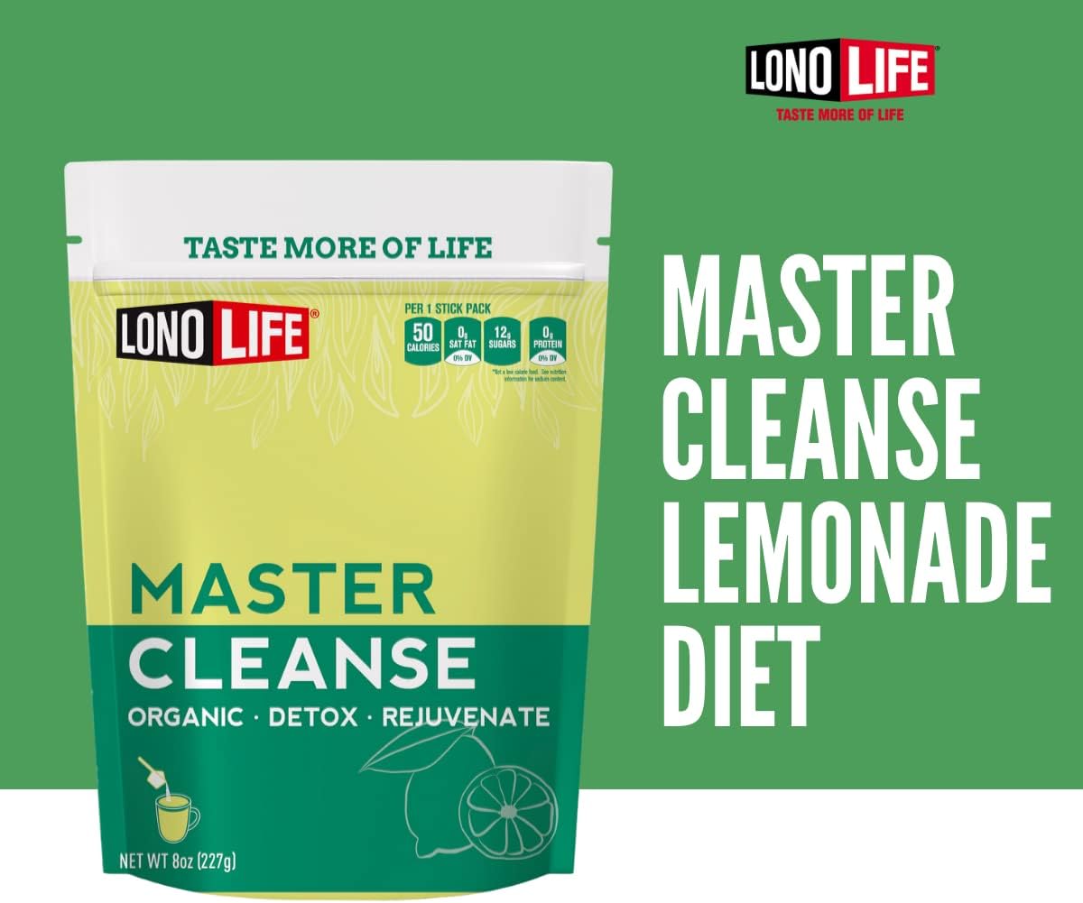 Organic Master Cleanse Lemonade Detox Powder - Gluten-Free Diet Mix - 8 oz Bulk Package - 15 Servings by LonoLife Cleanse Co