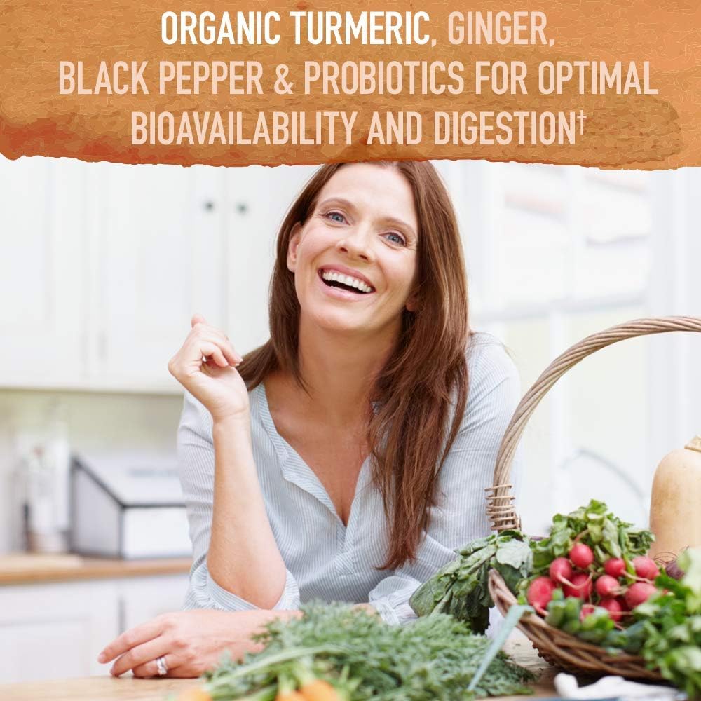 Organic Maximum Strength Turmeric Joints & Mobility Support Tablets - 500mg Curcumin (95% Curcuminoids) with Black Pepper - Non-GMO, Vegan & Gluten Free