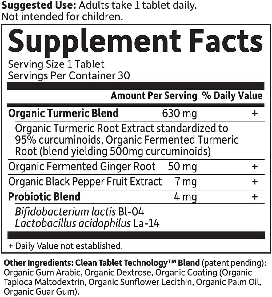 Organic Maximum Strength Turmeric Joints & Mobility Support Tablets - 500mg Curcumin (95% Curcuminoids) with Black Pepper - Non-GMO, Vegan & Gluten Free