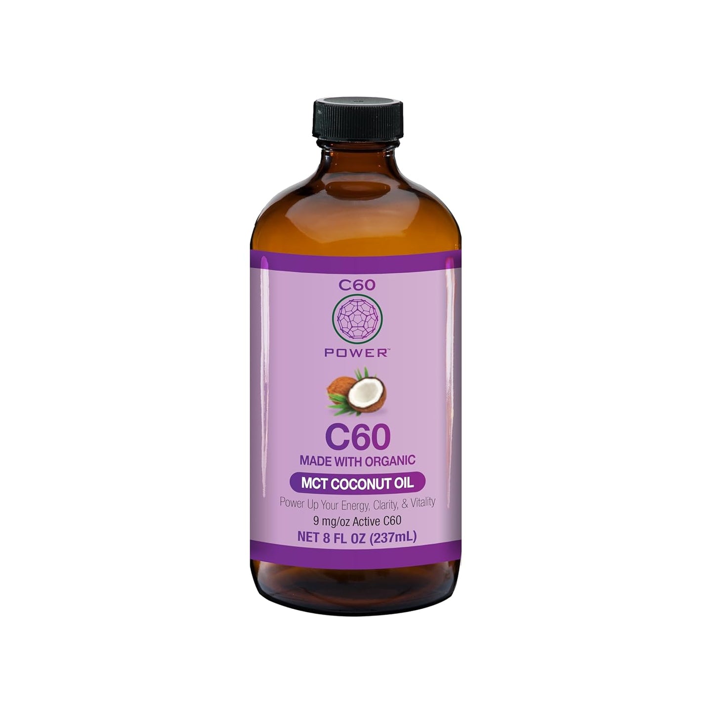 Organic MCT Coconut Oil and Tart Cherry Athletic Performance Kit - C60 Purple Power - 8oz Oil, 30 Servings