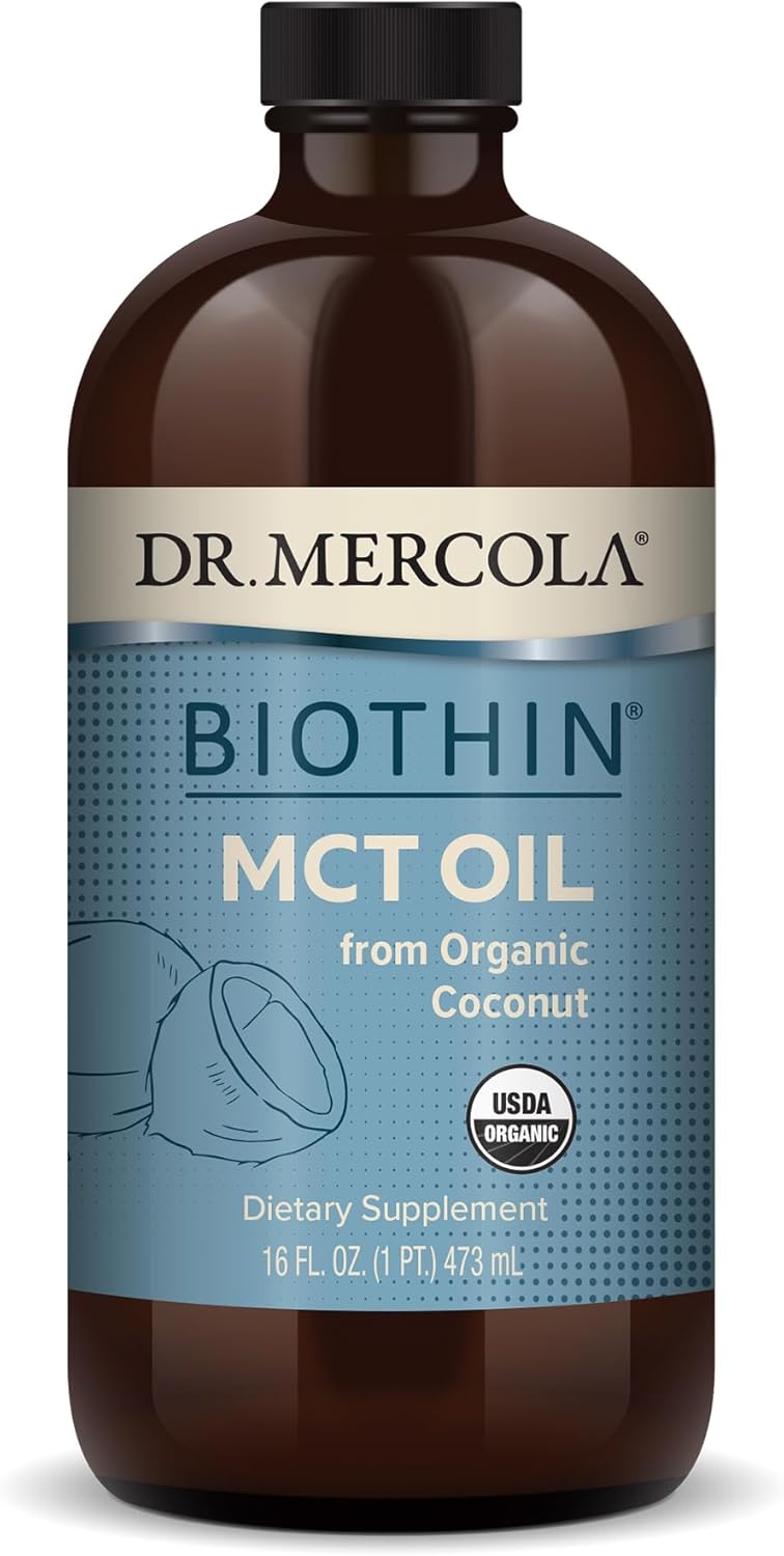 Organic MCT Oil by Dr. Mercola - 16 Fl. Oz, Non GMO, Gluten Free, Soy Free, USDA Organic - About 31 Servings