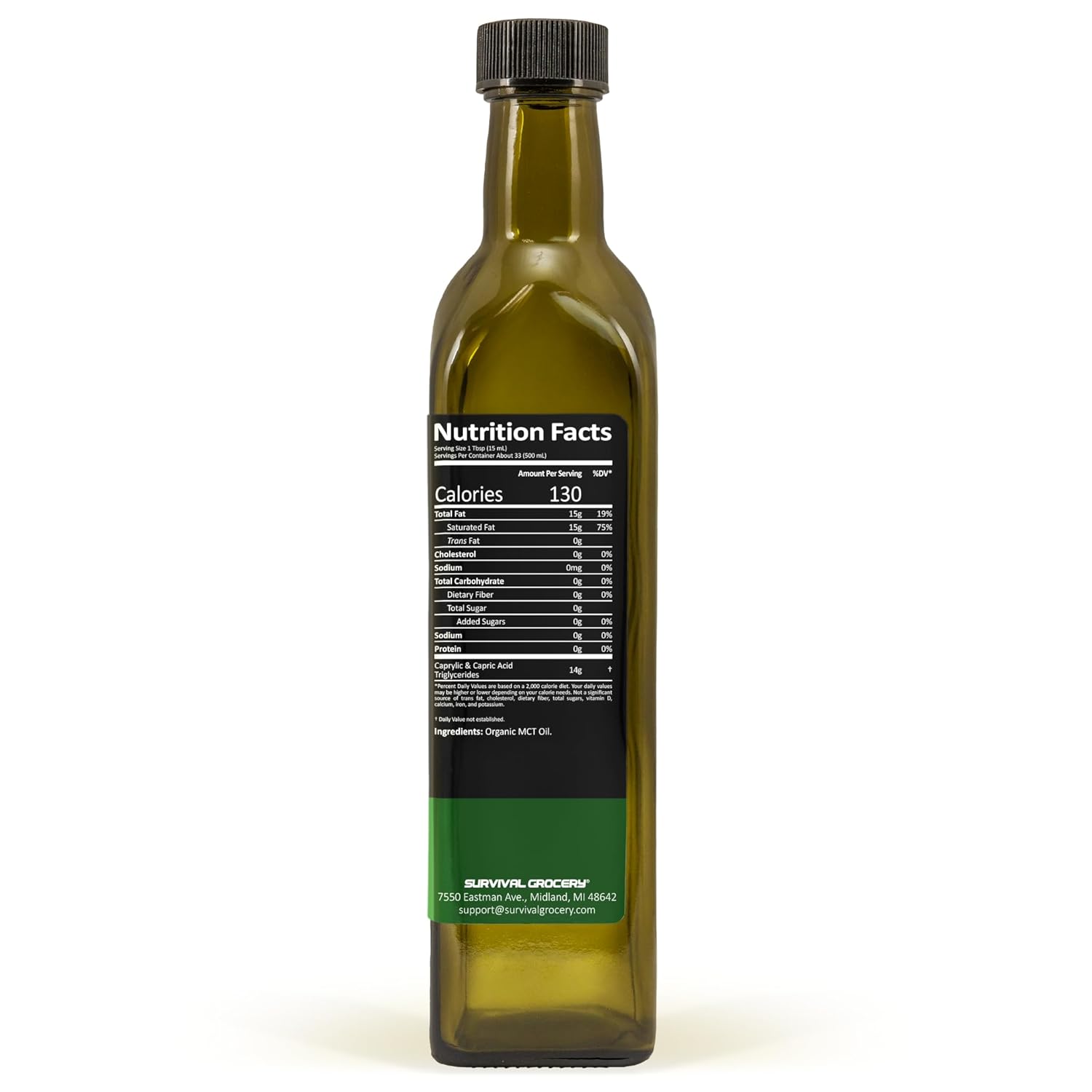 Organic MCT Oil by Survival Grocery® - 16.9 fl oz. Bottle for Health and Wellness