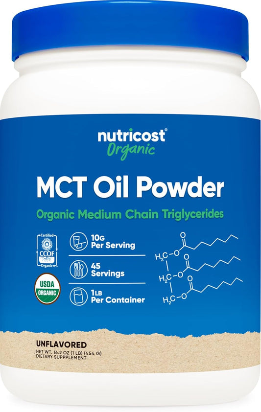Organic MCT Oil Powder 1 LB - Certified USDA Organic, Ideal for Keto & Ketogenic Diets - Zero Net Carbs